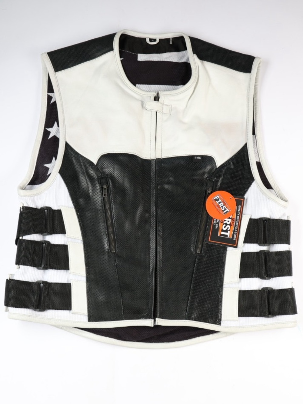 FIRST JAILBREAK - MEN'S SWAT STYLE MOTORCYCLE LEATHER VEST XL